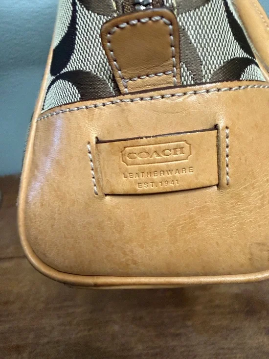 Y2K Coach Brown and Tan Signature Canvas Shoulder Bag with Wallet - Picture 7 of 17